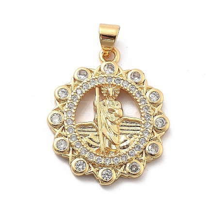 Rack Plating Brass with Cubic Zirconia Pendants KK-Q017-06A-G-1