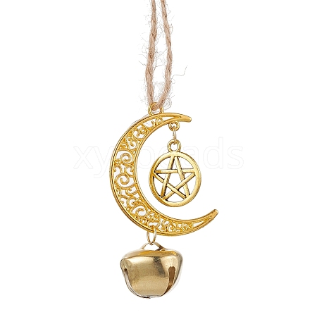 Alloy Moon with Star Pendant Decoration HJEW-JM02415-01-1