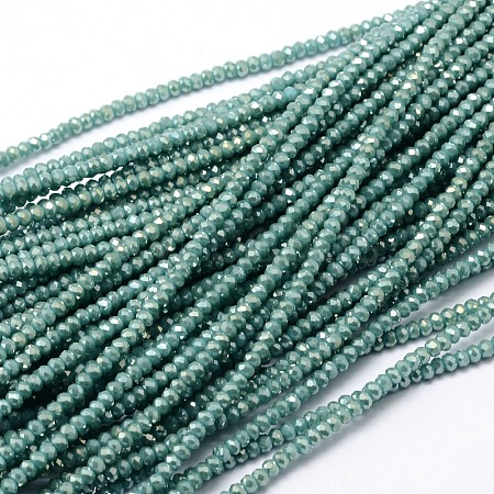 Faceted Rondelle Full Rainbow Plated Electroplate Glass Beads Strands EGLA-M004-2mm-A15-1