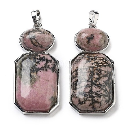 Natural Rhodonite Human Body Shaped Pendants G-P552-03P-07-1