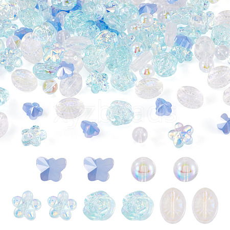 100Pcs 5 Styles Electroplate Transparent Glass Beads EGLA-TA0013-35A-1