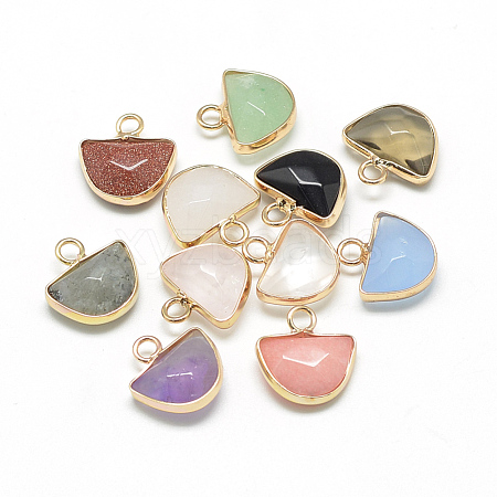 Natural & Synthetic Mixed Stone Semi Circle Pendants G-Q965-M-1