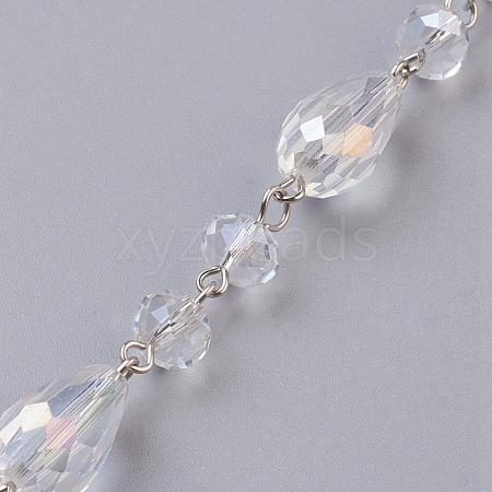 Handmade Faceted Glass Beaded Chains AJEW-JB00327-01-1
