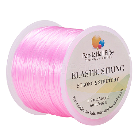0.8mm Pink Elastic Wire Stretch Polyester Threads Jewelry Bracelet Beading String Cords EW-PH0001-0.8mm-01D-1