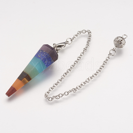 Natural & Synthetic Gemstone Hexagonal Pointed Dowsing Pendulums X-KK-P082-02-1