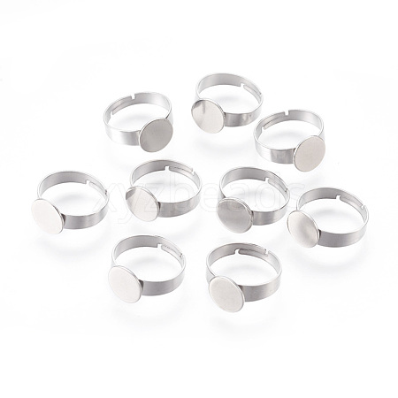 Adjustable 304 Stainless Steel Finger Rings Components STAS-F149-21P-A-1