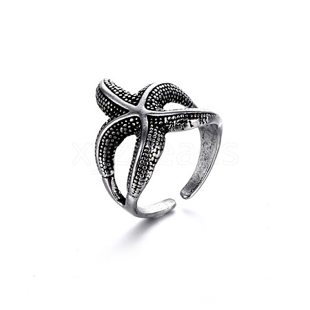 Alloy Punk Starfish Open Cuff Rings for Men IO0623-5-1