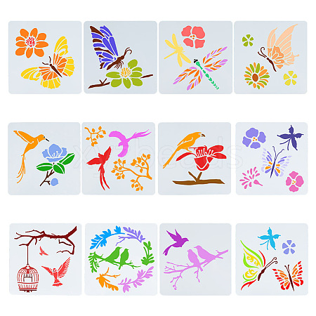 Gorgecraft 2 Sets 2 Styles PET Plastic Hollow Out Drawing Painting Stencils Templates DIY-GF0007-27-1
