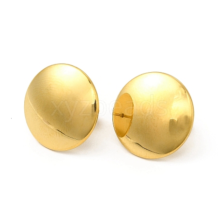 Ion Plating(IP) 304 Stainless Steel Flat Round Stud Earrings for Women EJEW-I281-31G-1