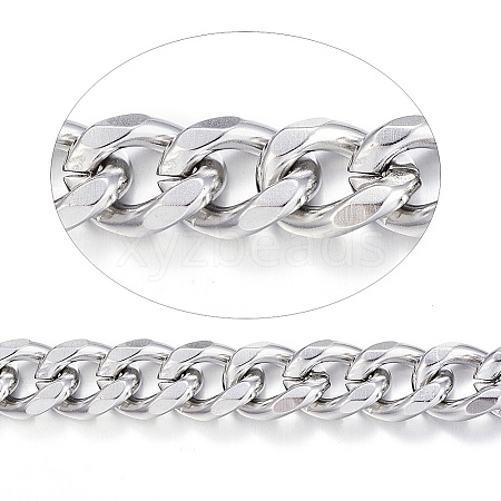 Tarnish Resistant 304 Stainless Steel Cuban Link Chains CHS-P003-24A-1