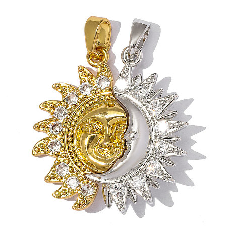Brass Micro Pave Clear Cubic Zirconia Pendants CU-OY001-54G-1