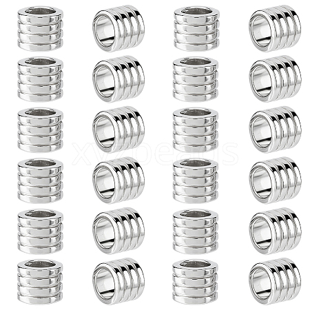 24Pcs Grooved Stainless Steel European Beads STAS-HS0001-81B-1