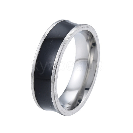 201 Stainless Steel Flat Finger Ring for Women RJEW-N043-22P-1