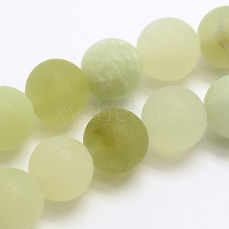 Natural New Jade Stone Frosted Round Bead Strands G-O039-06-8mm-1