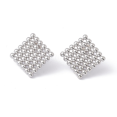 Non-Tarnish 304 Stainless Steel Rhombus Stud Earrings for Women EJEW-E199-02P-1