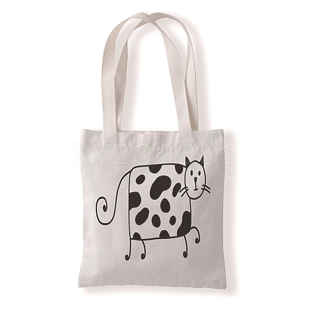 Cute Cat Printed Canvas Women's Tote Bags PW-WGD6880-04-1