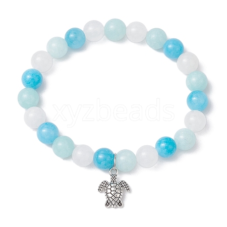 Natural Mashan Jade & White Jade Beaded Stretch Bracelets BJEW-JB11151-1