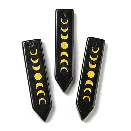 Natural Obsidian Moon Phase Pendants LS-G-C145-01C-1