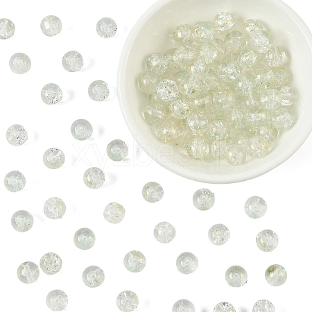 100Pcs Transparent Spray Painted Crackle Glass Beads GLAA-YW0005-15I-1