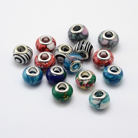 Handmade Lampwork Large Hole Rondelle European Beads LPDL-L003-08-1