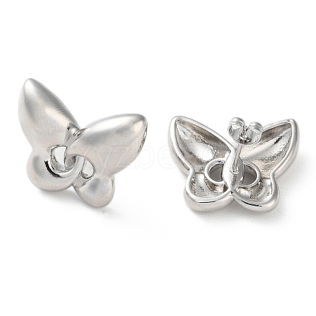 Butterfly Rack Plating Brass Stud Earrings for Women EJEW-A045-03P-1