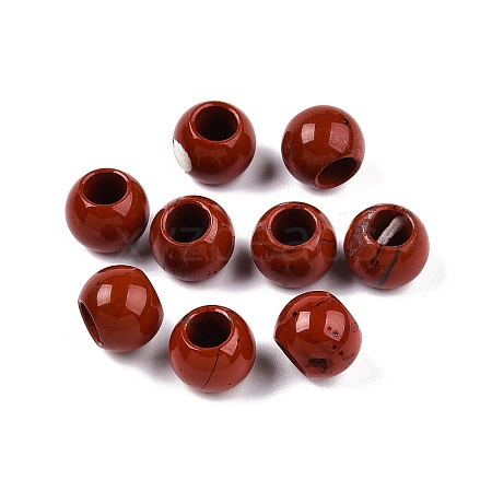 Natural Red Jasper European Beads G-T092-10mm-25-1