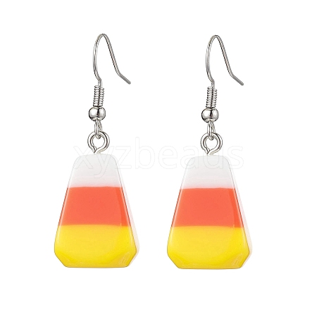 Halloween Theme Candy Corn Resin Dangle Earrings EJEW-JE05845-1