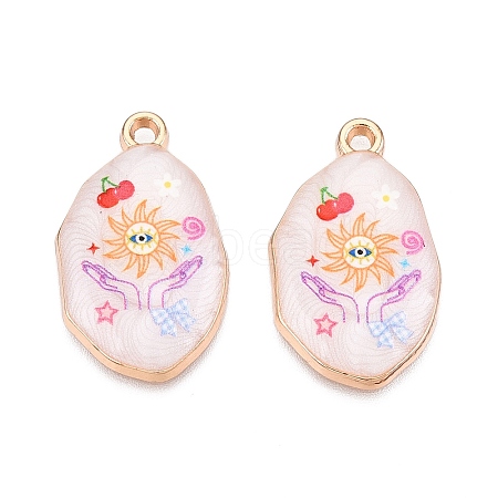 Printed Rack Plating Alloy Enamel Pendants ENAM-T020-04B-1