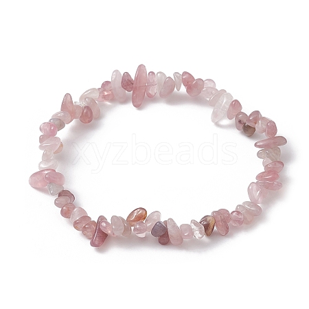 Natural Rose Quartz Chips Beaded Stretch Bracelets for Women BJEW-JB10046-15-1