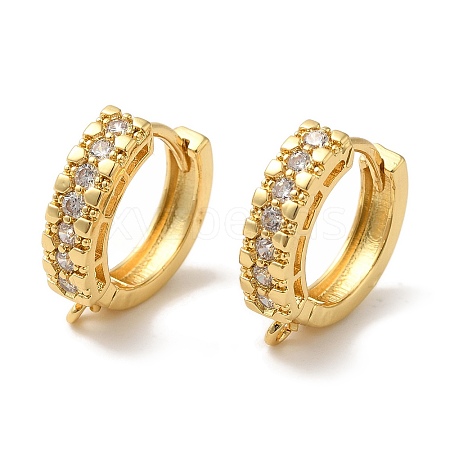 Rack Plating Brass Micro Pave Clear Cubic Zirconia Hoop Earrings Finding EJEW-B062-12G-1