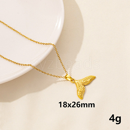 Stylish Ocean Stainless Steel Fishtail Pendant Necklace for Women ZE1503-4-1