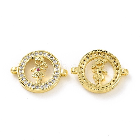 Rack Plating Brass Micro Pave Clear Cubic Zirconia Connector Charms KK-C008-03G-1