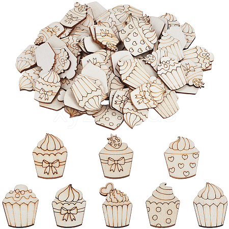 4 Sets Unfinished Wood Cutouts Ornaments WOOD-SC0001-91D-1