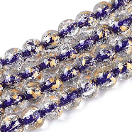 Crackle Transparent Glass Beads Strands GLAA-N030-8mm-01C-1