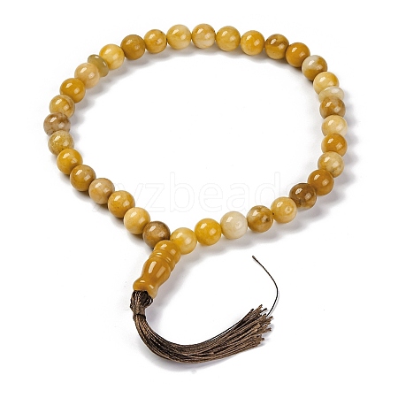 Natural Yellow Jade Beads Stretch Bracelets BJEW-A025-01J-1