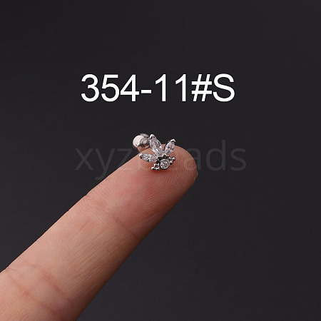 316L Stainless Steel Micro Pave Cubic Zirconia Cartilage Earrings WG094CA-11-1