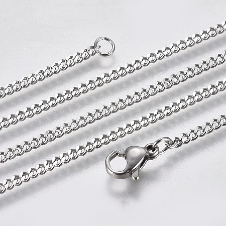 Non-Tarnish 304 Stainless Steel Curb Chain Necklaces NJEW-L162-01C-P-1