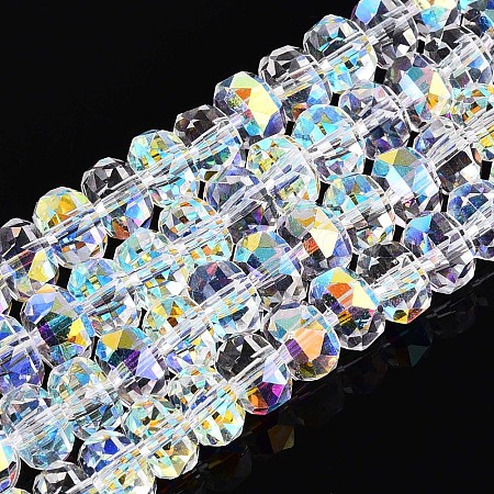 Electroplate Transparent Glass Beads Strands EGLA-N022-04A-D21-1
