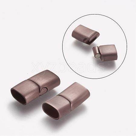 304 Stainless Steel Matte Magnetic Clasps with Glue-in Ends STAS-F046-13-1