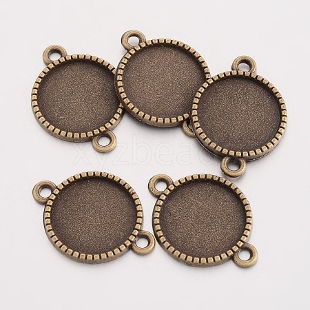 Tibetan Style Alloy Flat Round Cabochon Connector Settings X-TIBE-Q038-001C-AB-NR-1