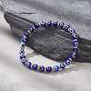 Handmade Evil Eye Lampwork Round & Rhinestone Beaded Strech Bracelet for Women BJEW-JB09361-2