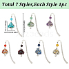 HOBBIESAY 7Pcs 7 Style Tibetan Style Alloy Hook Bookmarks AJEW-HY0001-72-2