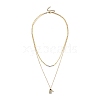 Brass Micro Pave Clear Cubic Zirconia Double Layer Necklaces NJEW-JN03050-1