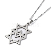 Non-Tarnish 201 Stainless Steel David Star Pendant Necklace with Cable Chains NJEW-Q317-07P-2