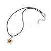 Natural Tiger Eye & Glass Seed Beaded Star Pendant Necklaces NJEW-MZ00085-4