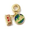 Brass Red & Green Enamel European Dangle Charms KK-R002-21G-1