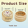 Round Beech Wooden 3D Engraved My First Tooth Box CON-WH0120-004-2