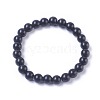 Natural Black Stone Stretch Bracelets G-K298-07-1