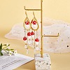 Natural Quartz Crystal Teardrop & Lampwork Mushroom Chandelier Earrings EJEW-SW00018-02-4