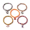 5Pcs Handmade Polymer Clay Heishi Beads Stretch Bracelet Sets BJEW-JB10938-1